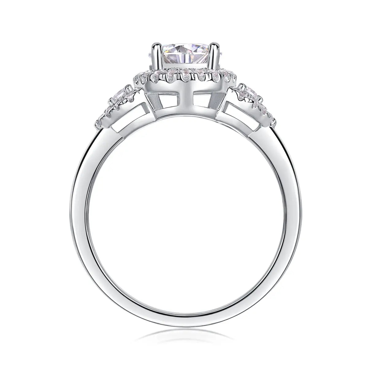 Large Diamond Wedding Ring with Moissanite Silver Ring 