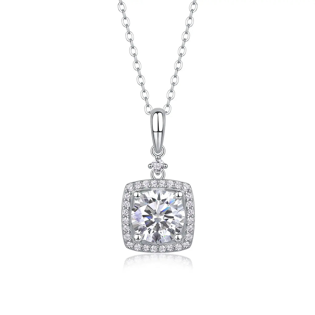 1Innocence Diamond Jewelry Piece Set with 2-Carat Moissanite S925 Sterling Silver and Platinum-Plated Pendant