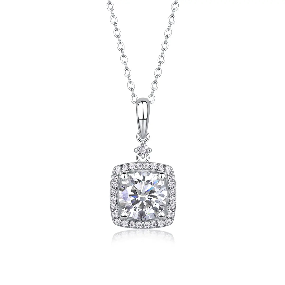 1Innocence Diamond Jewelry Piece Set with 2-Carat Moissanite S925 Sterling Silver and Platinum-Plated Pendant