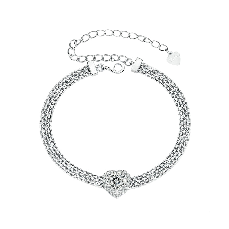 S925 Sterling Silver 1 Karat Moissanite Love Woven Bracelet