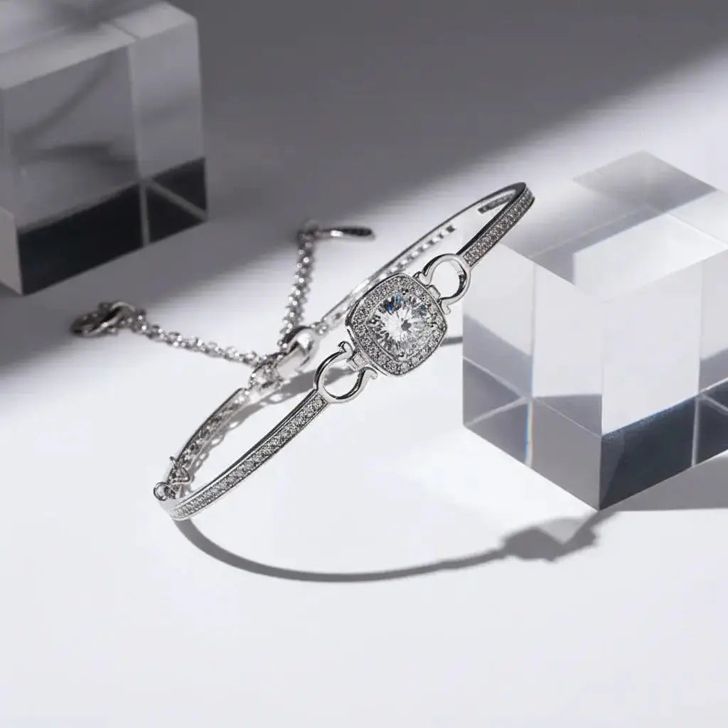 1 Carat Moissanite Square Bag Bracelet 925 Sterling