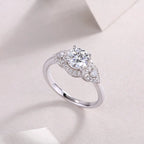 Large Diamond Wedding Ring with Moissanite Silver Ring 