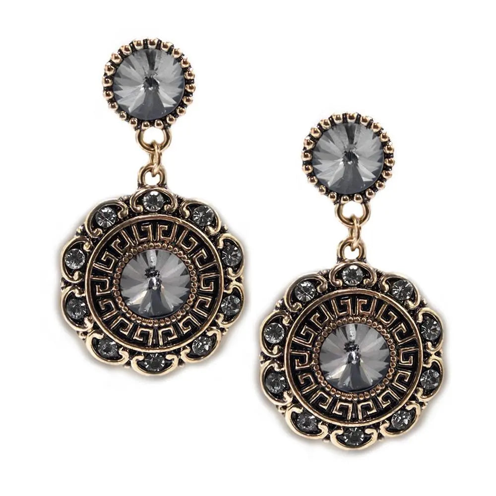 Charcoal Crystal Drop Earrings NP Colletion