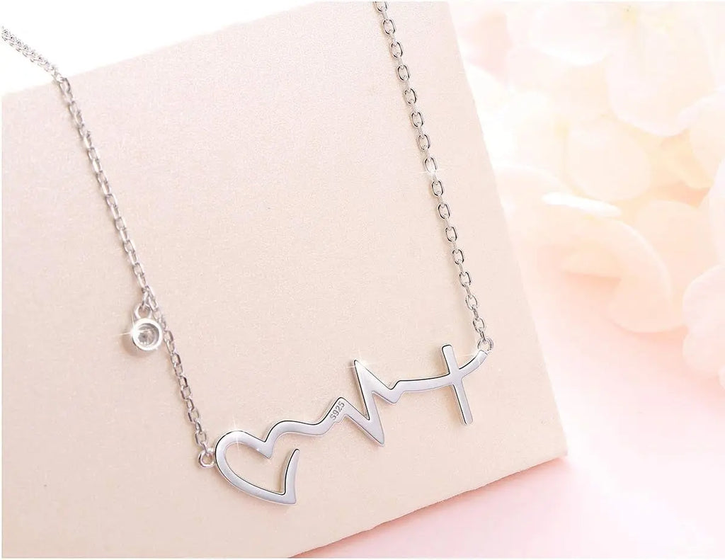 S925 Sterling Silver Faith Hope Love Cross Lifeline Heart Necklace Bracelet | Lifeline Heart Pendant Necklace Christian Jewelry Gifts for Women Inspirational Jewelry