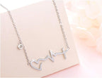 S925 Sterling Silver Faith Hope Love Cross Lifeline Heart Necklace Bracelet | Lifeline Heart Pendant Necklace Christian Jewelry Gifts for Women Inspirational Jewelry