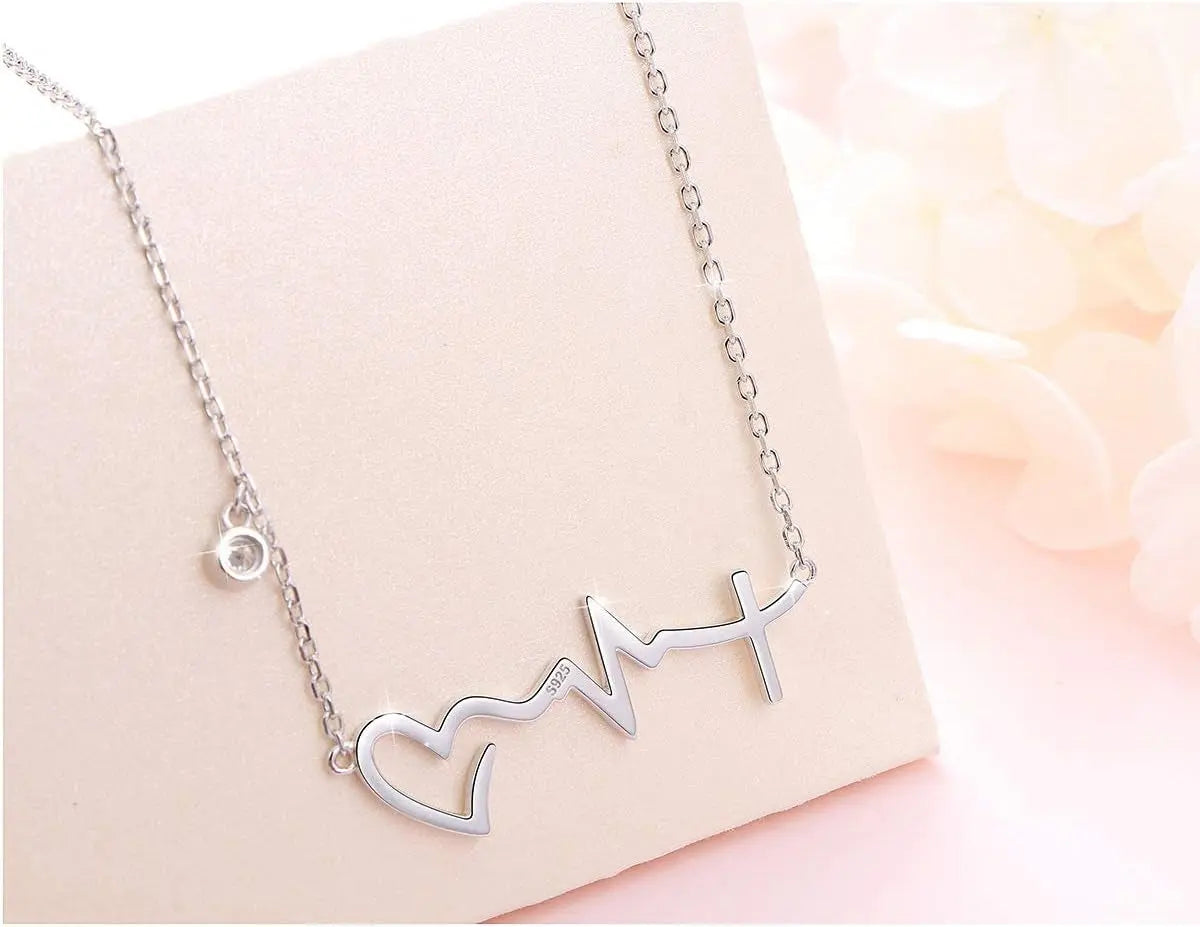 S925 Sterling Silver Faith Hope Love Cross Lifeline Heart Necklace Bracelet | Lifeline Heart Pendant Necklace Christian Jewelry Gifts for Women Inspirational Jewelry