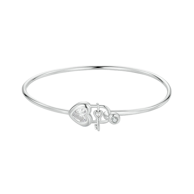 Romantic Heart-shaped Lock Buckle Bracelet 925 Sterling Silver Bracelet
