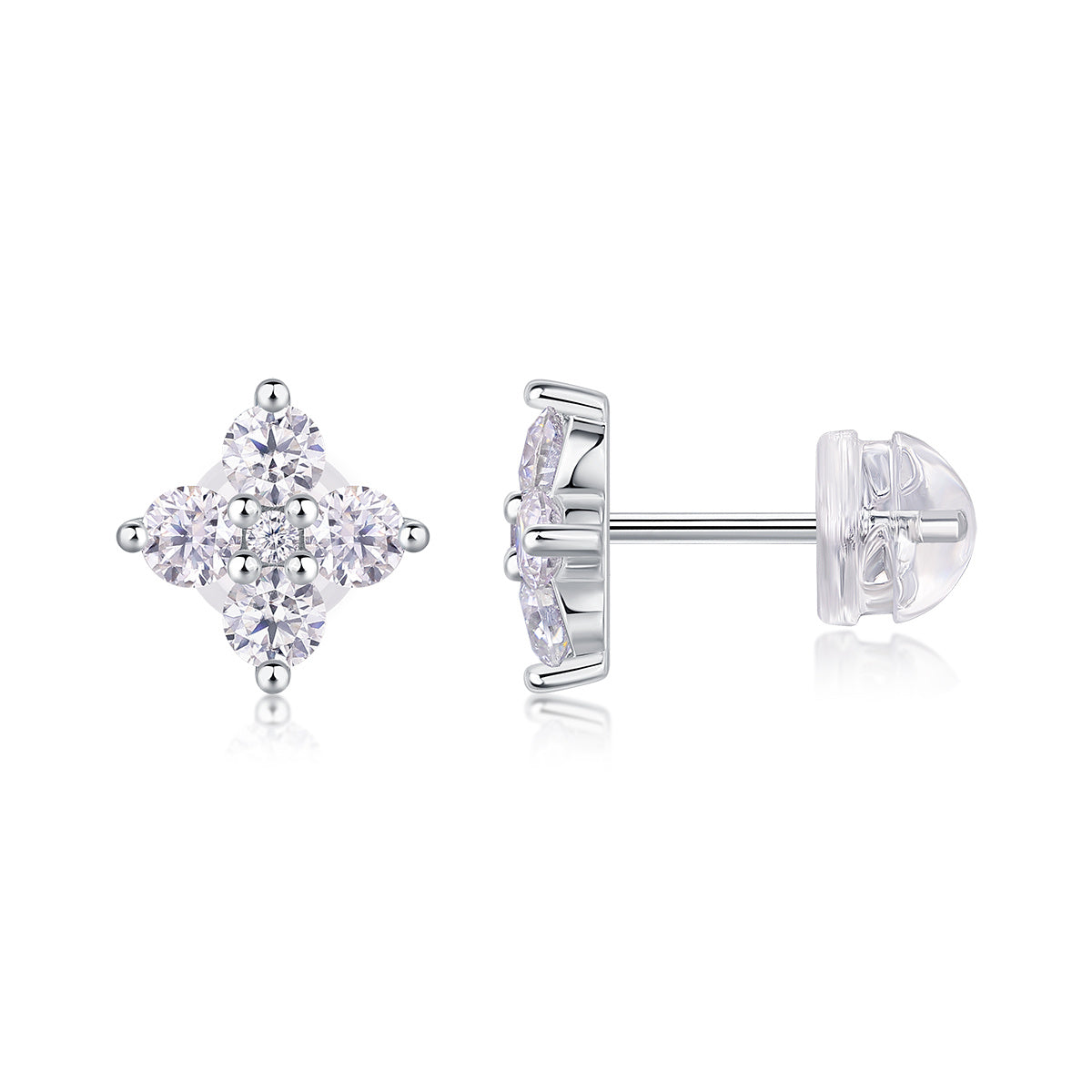 Sweetheart French - Moissanite S925 Sterling Silver And Platinum-plated Stud Earrings
