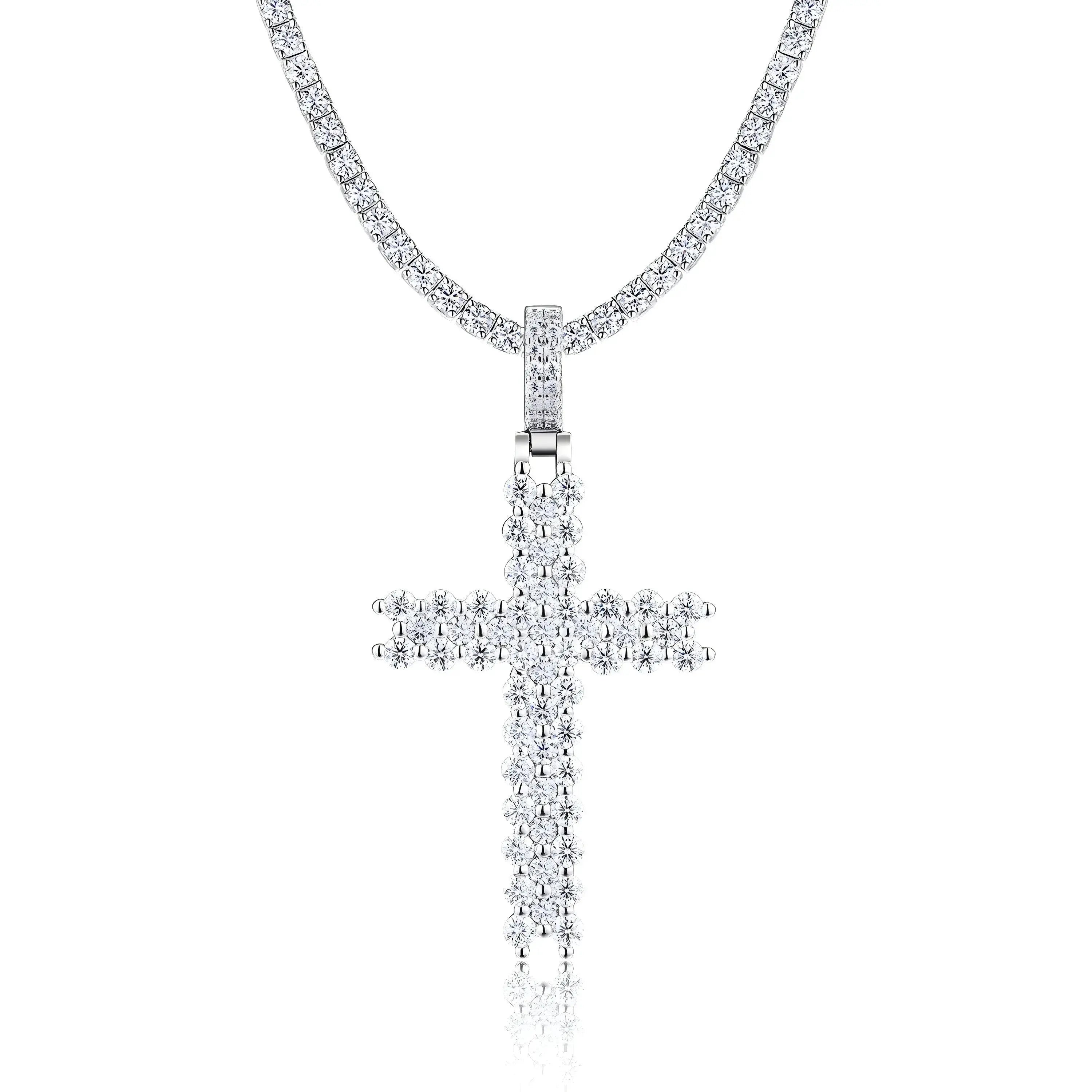 Holy Light - A Fashionable And Trendy Necklace Pendant Set With Top-quality Moissanite S925 And Silver Plated With Platinum Can Be Tested With A Diamond Pen NP Collection