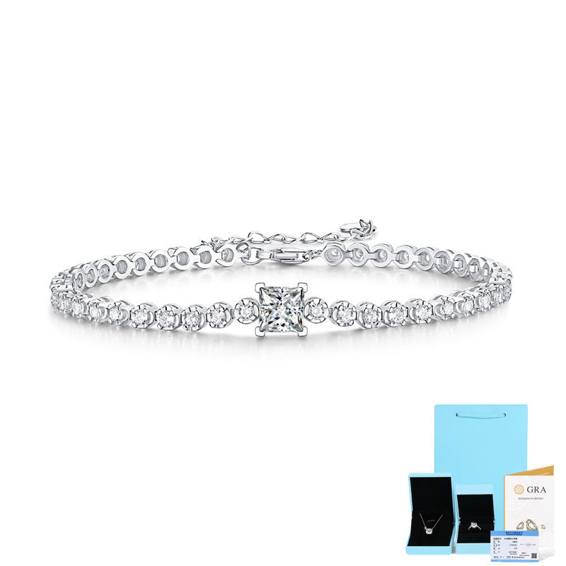 S925 Silver Inlay Moissanite Rubik's Cube Bracelet