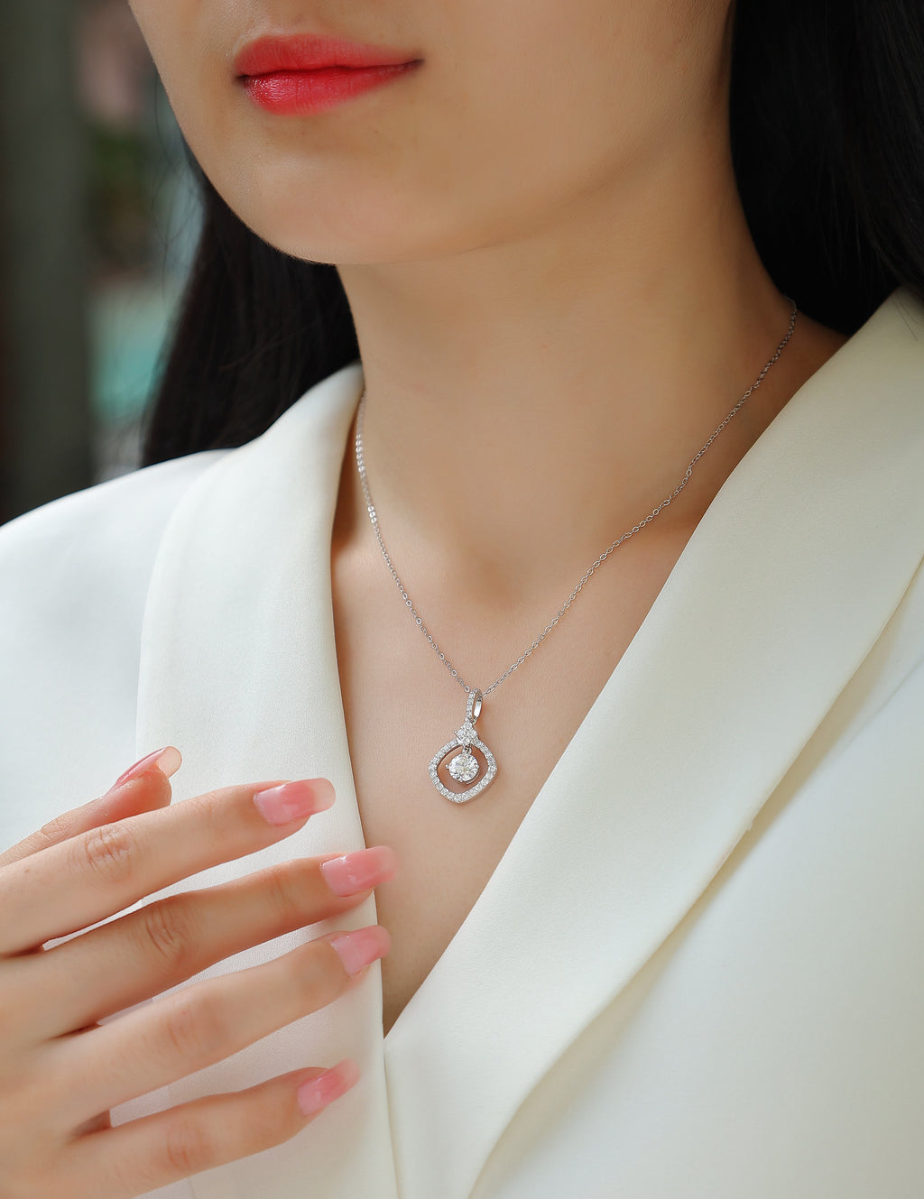 Starlight Heart-to-Heart - 1-carat Moissan Diamond S925 Sterling Silver And Platinum Plating Pendant