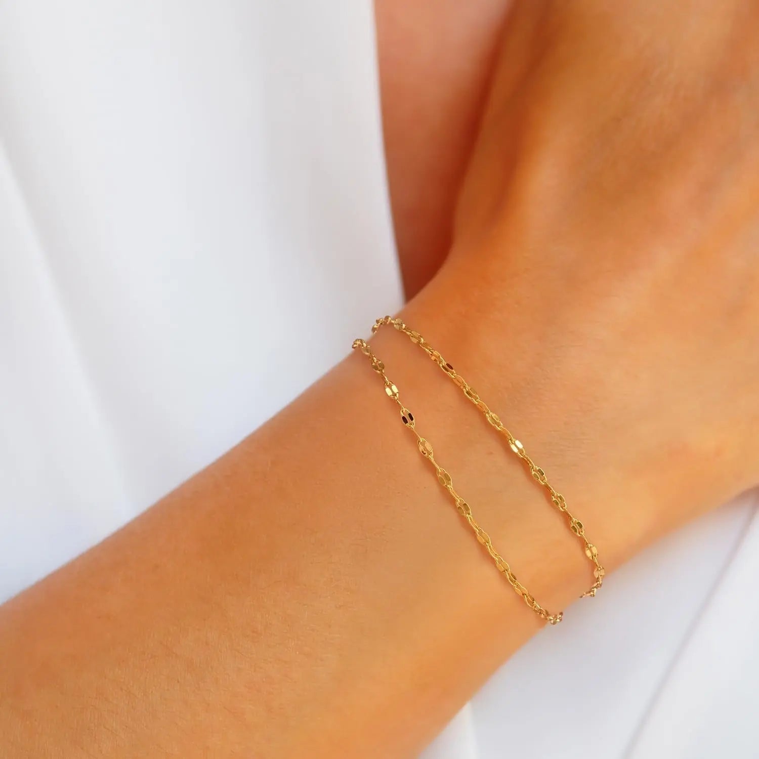 14K Gold Bracelets with Gold Chain 