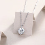 1Round and Smooth Diamond Jewelry Piece Set with 2-Carat Moissan Diamonds, S925 Sterling Silver and Platinum-Plated Pendant 