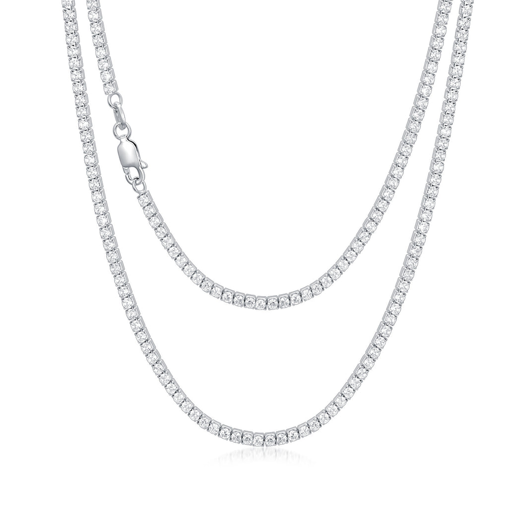 925 Sterling Silver Tennis Chain Authentic Cubic Zirconia Chain Necklace