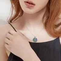 925 Sterling Silver Yoga Lotus Urn Necklace – Abalone Shell Memorial Cremation Jewelry - N&P Colletion