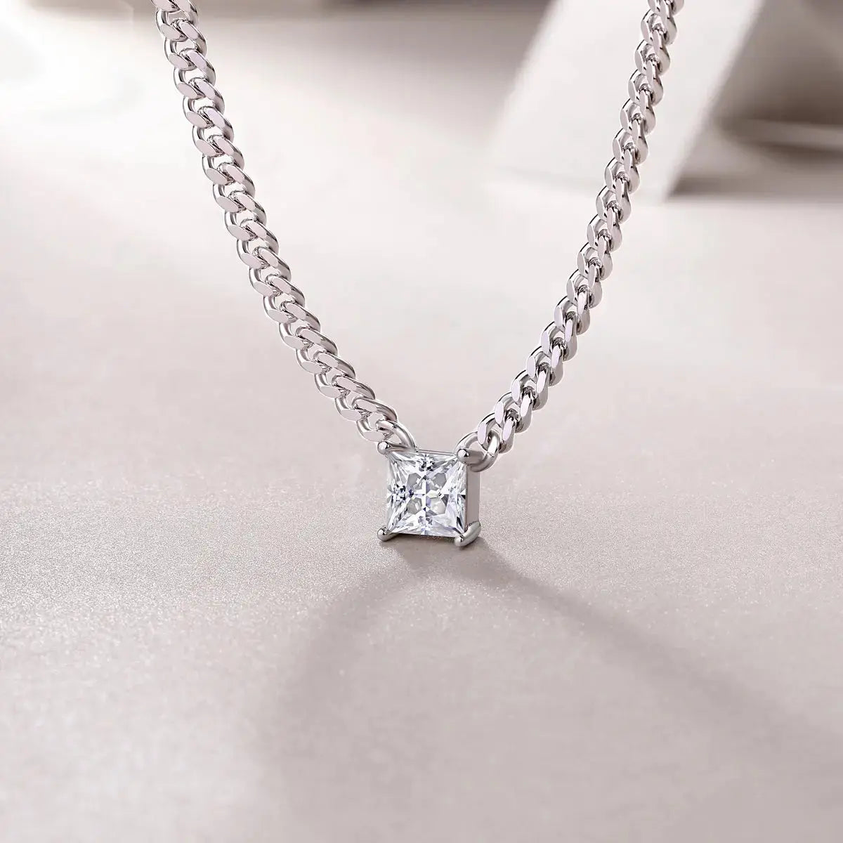 1Zhang Yang - A Fashionable And Luxurious Diamond Jewelry Pendant Set With Square Moissanite S925 Sterling Silver NP Collection