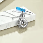 Hummingbird Urn Necklace for Ashes with Crystal Sterling Silver