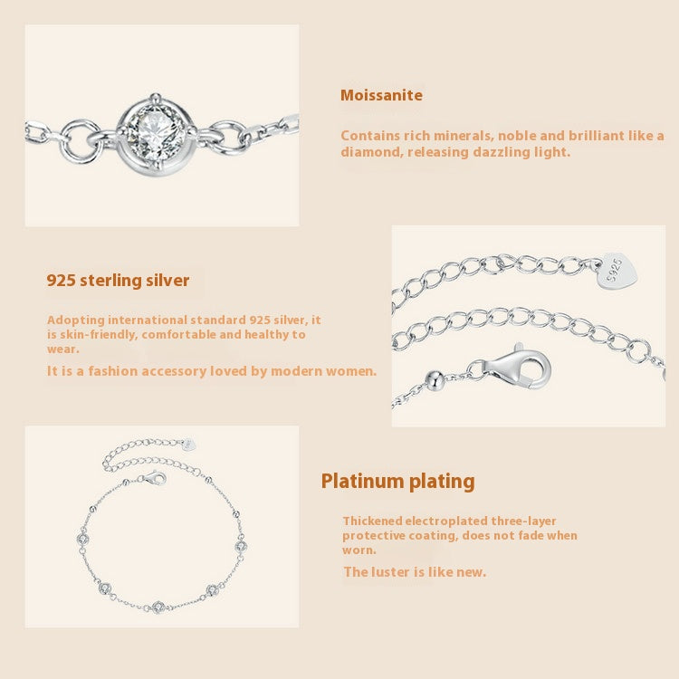 S925 Sterling Silver Simple Classic Starry Moissanite Bracelet