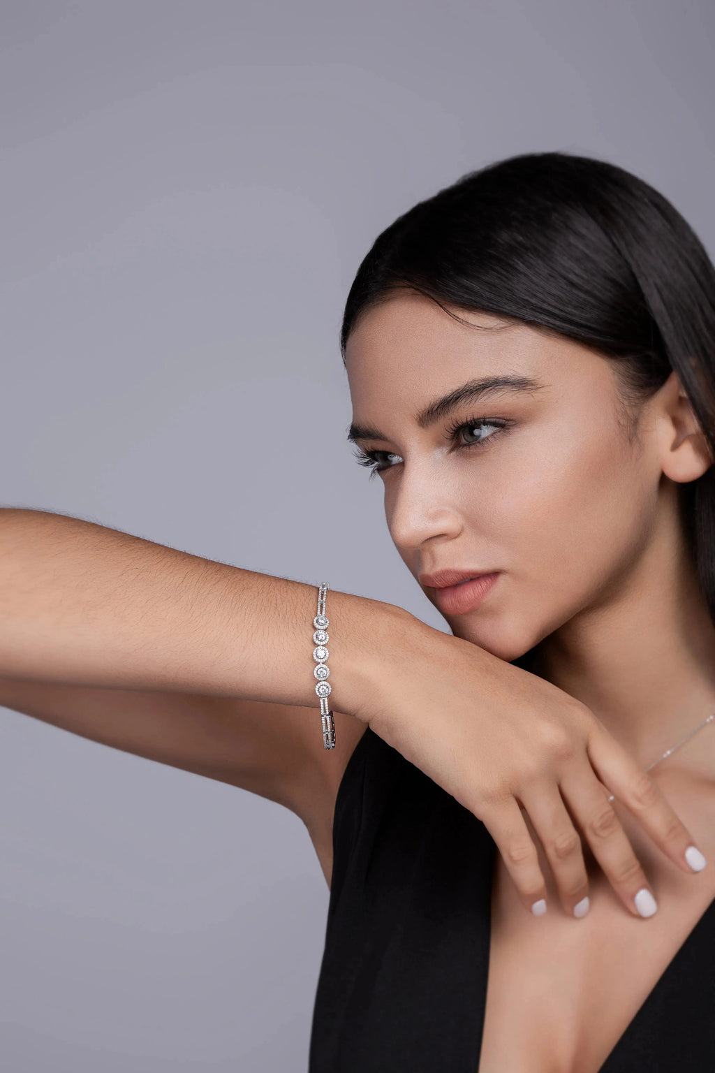 0.3-carat Luxury And Fashionable Light Luxury Trend Jewelry Silver Bracelet Set With Top-quality Moissanite, S925 Silver Electroplated Platinum NP Collection