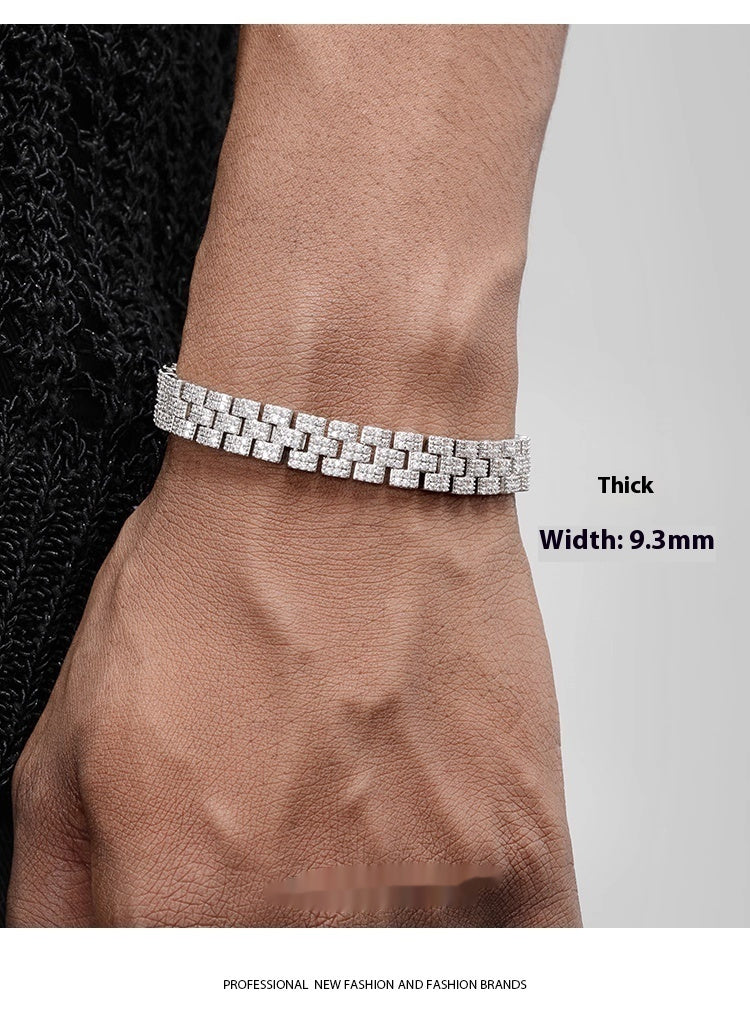 Platinum-plated Diamond Tennis Chain Bracelet
