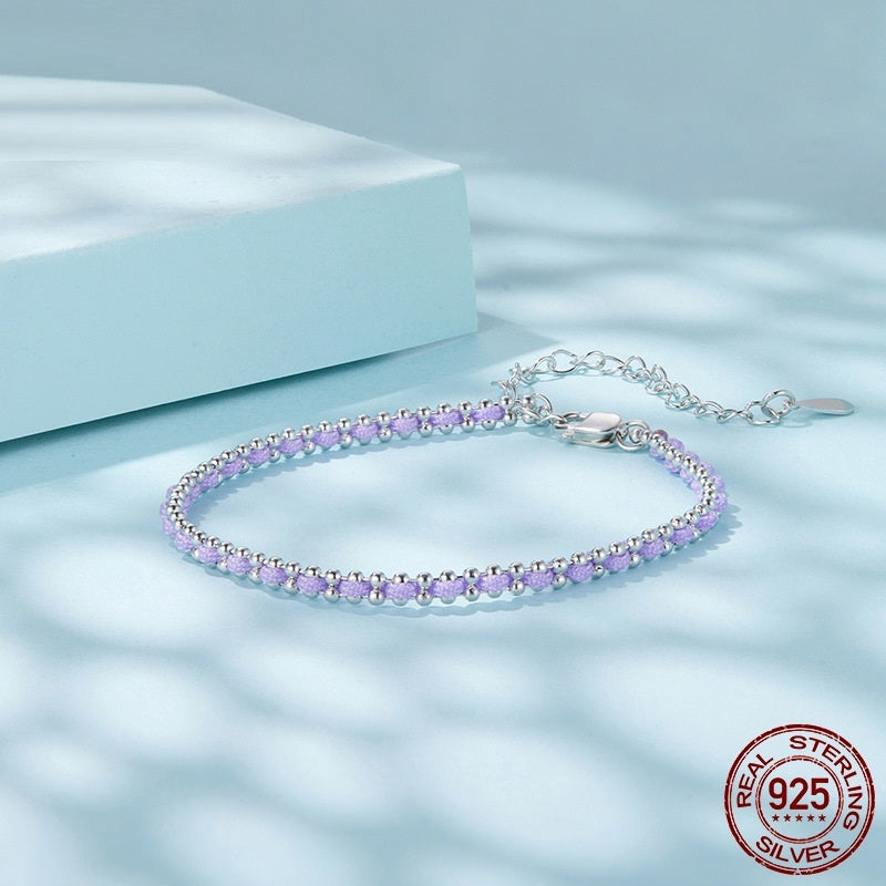 Original S925 Sterling Silver And Cotton String Woven Bracelet