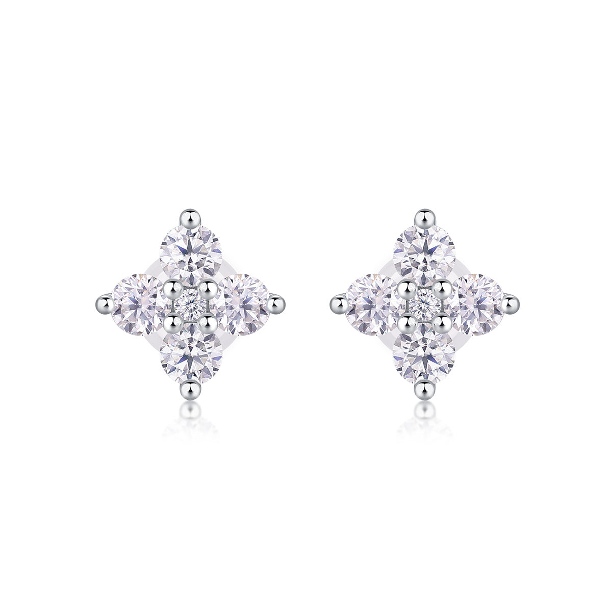 Sweetheart French - Moissanite S925 Sterling Silver And Platinum-plated Stud Earrings