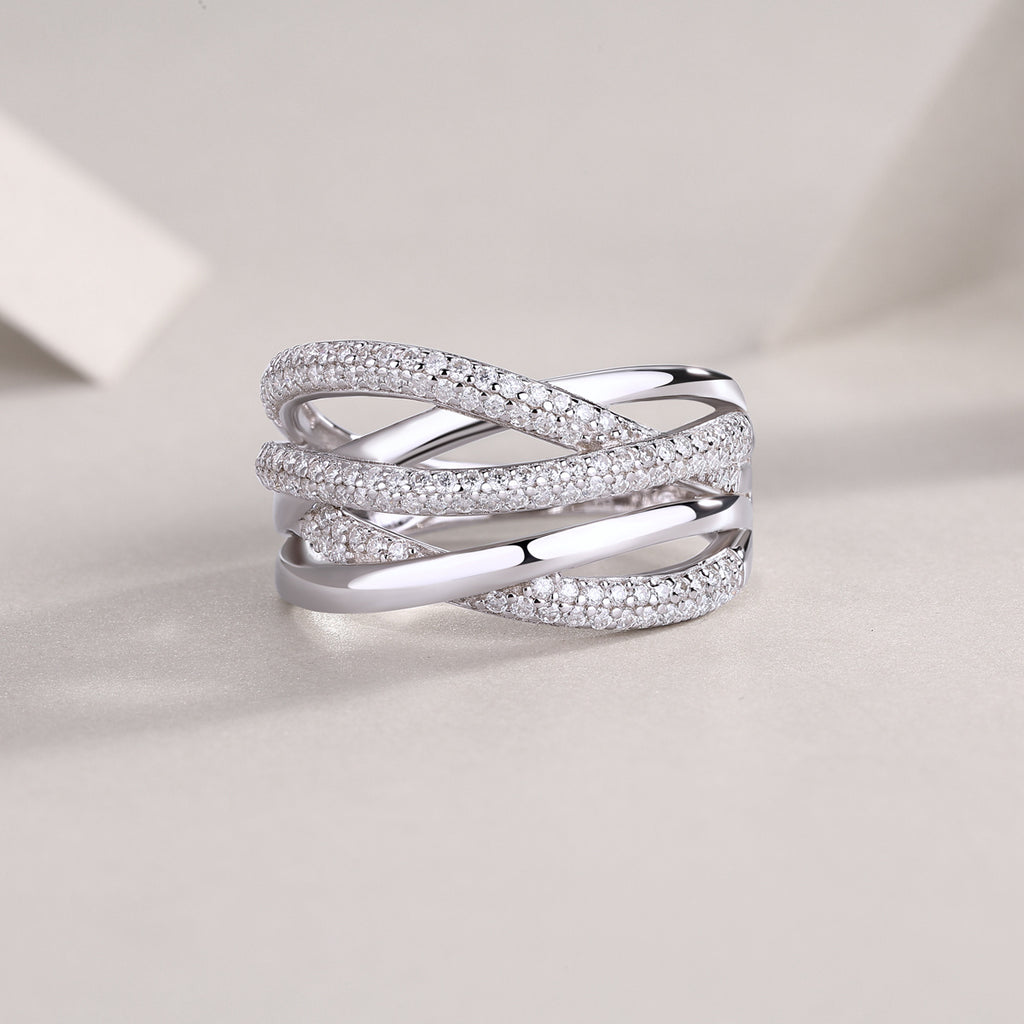 Brilliant Interweaving - Moissanite S925 Sterling Silver And Platinum-plated Diamond