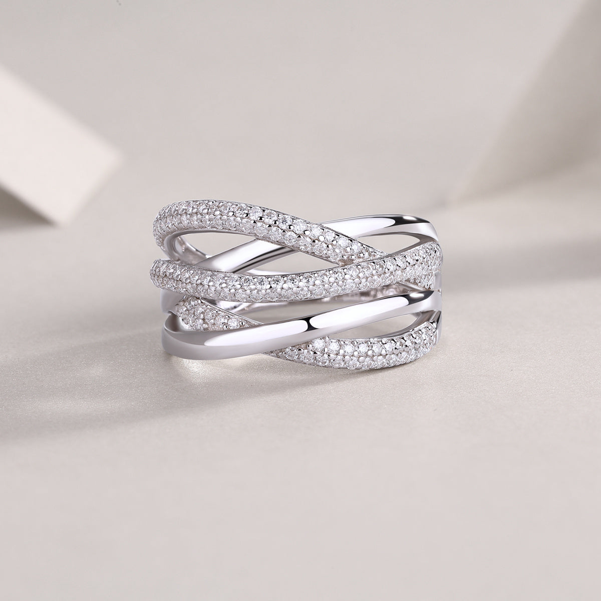 Brilliant Interweaving - Moissanite S925 Sterling Silver And Platinum-plated Diamond