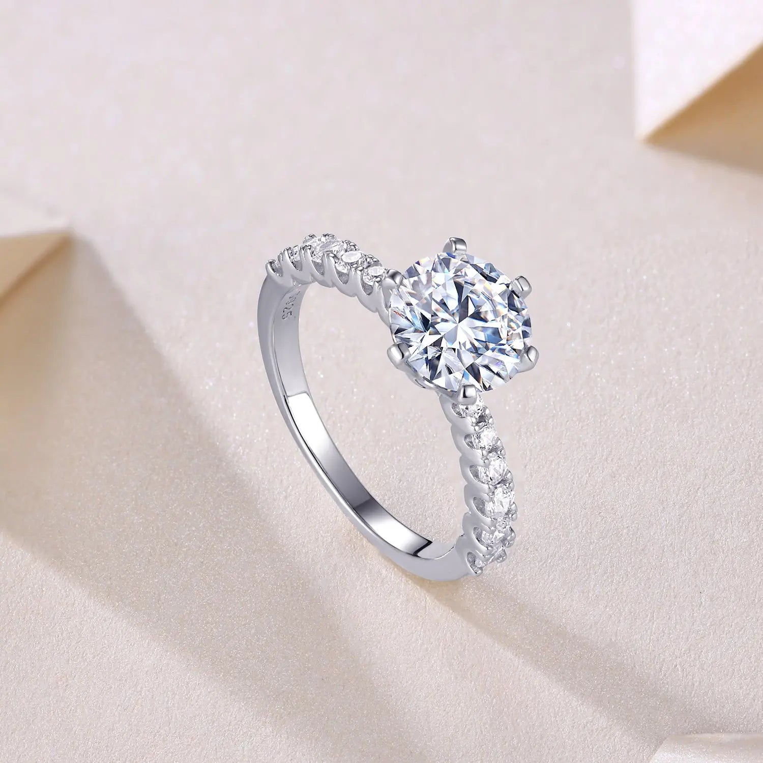 Large Diamond Moissanite Silver  Ring 