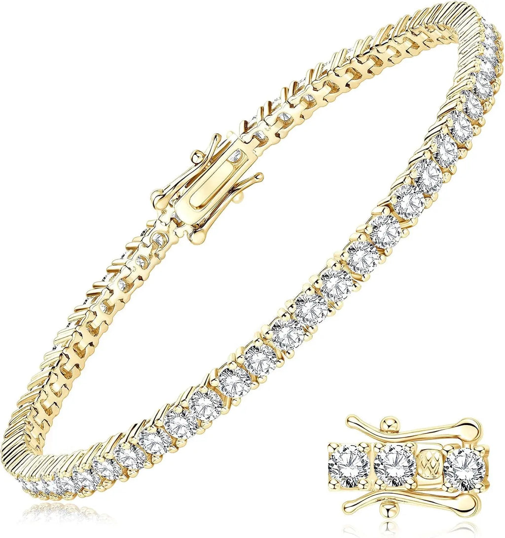 Moissanite Tennis Bracelet 14K Gold Plated