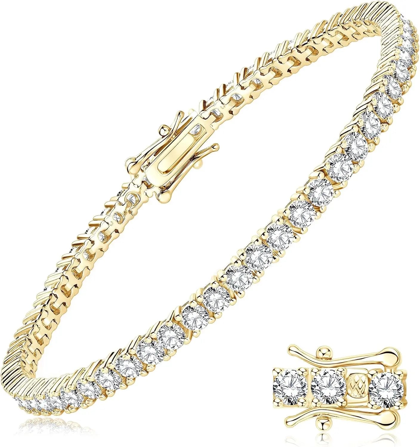 Moissanite Tennis Bracelet 14K Gold Plated