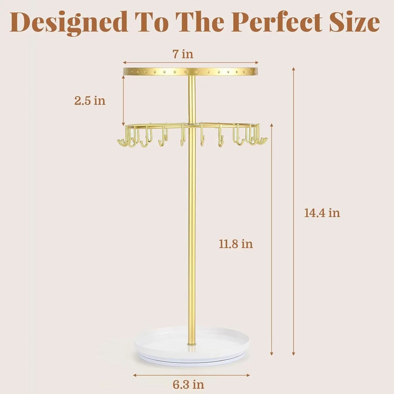 Necklace Holder 360° Rotating 3-Tier Jewelry Stand Display