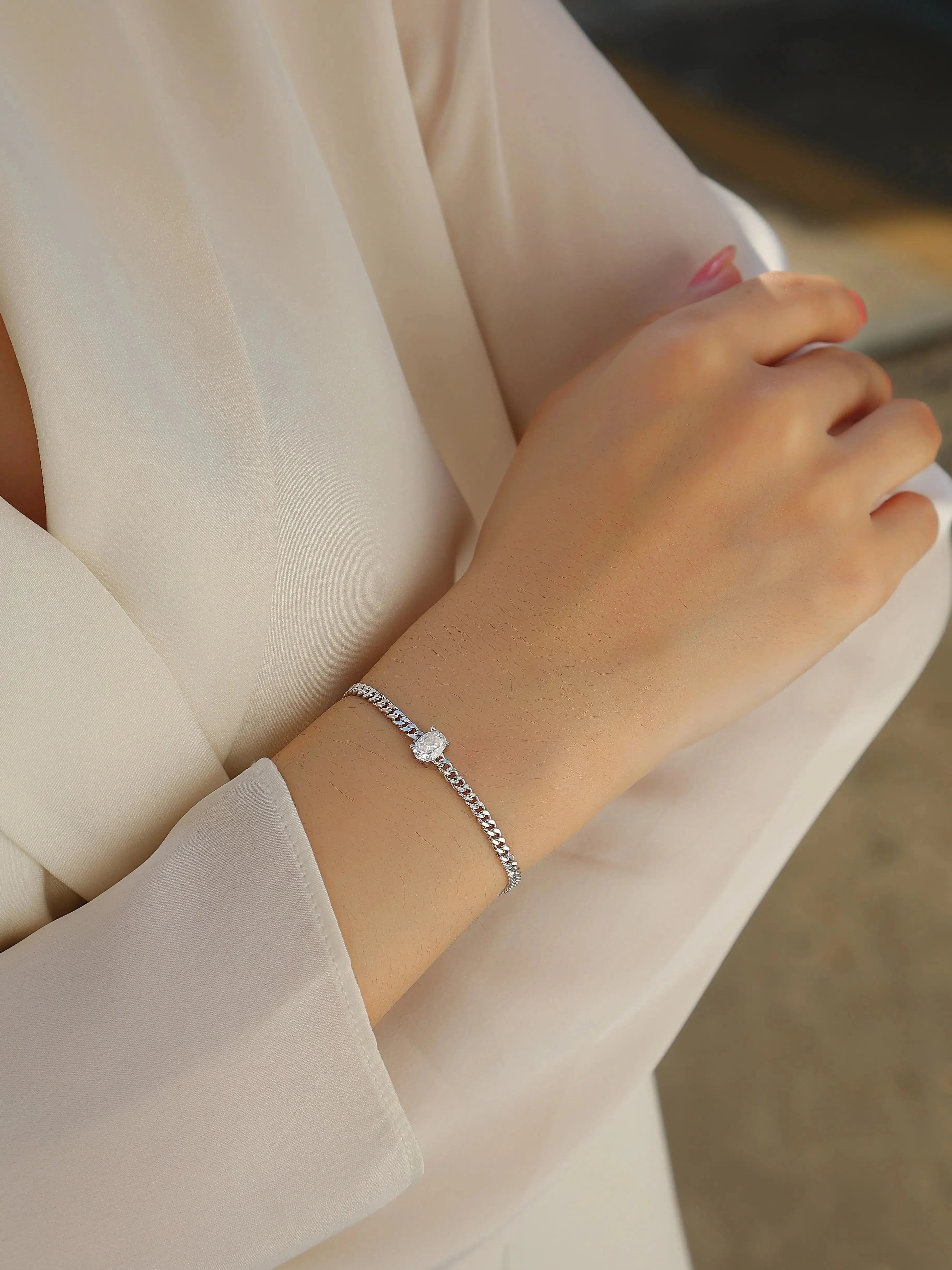 Breakthrough - Set With Top-quality Moissanite, Fashionable And Light Luxury Jewelry Silver Bracelet S925, Silver-plated Platinum NP Collection