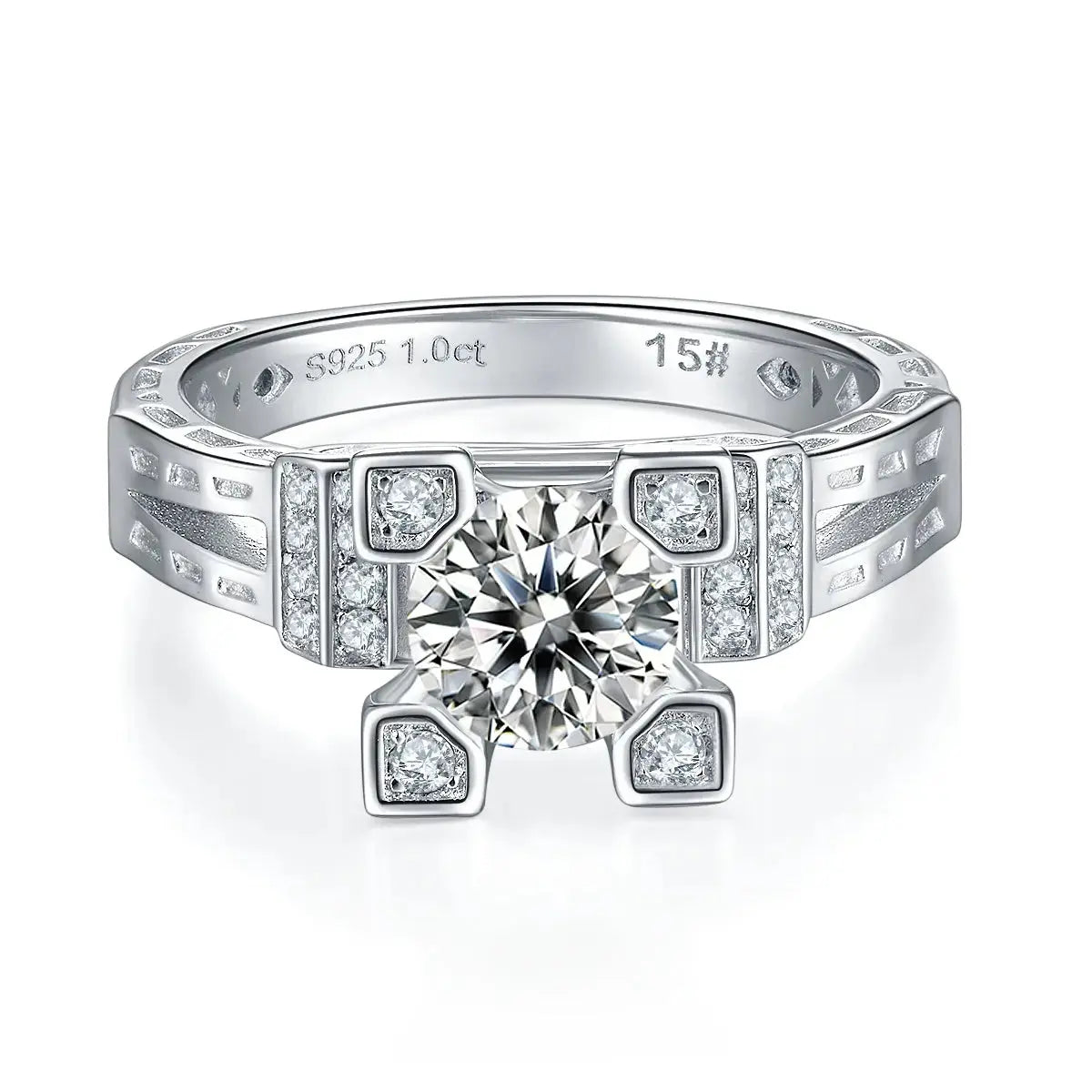 1-carat Luxury And Fashionable Light Luxury Jewelry Silver Ring Set With Top-quality Moissanite, S925 Silver Plated Platinum NP Collection