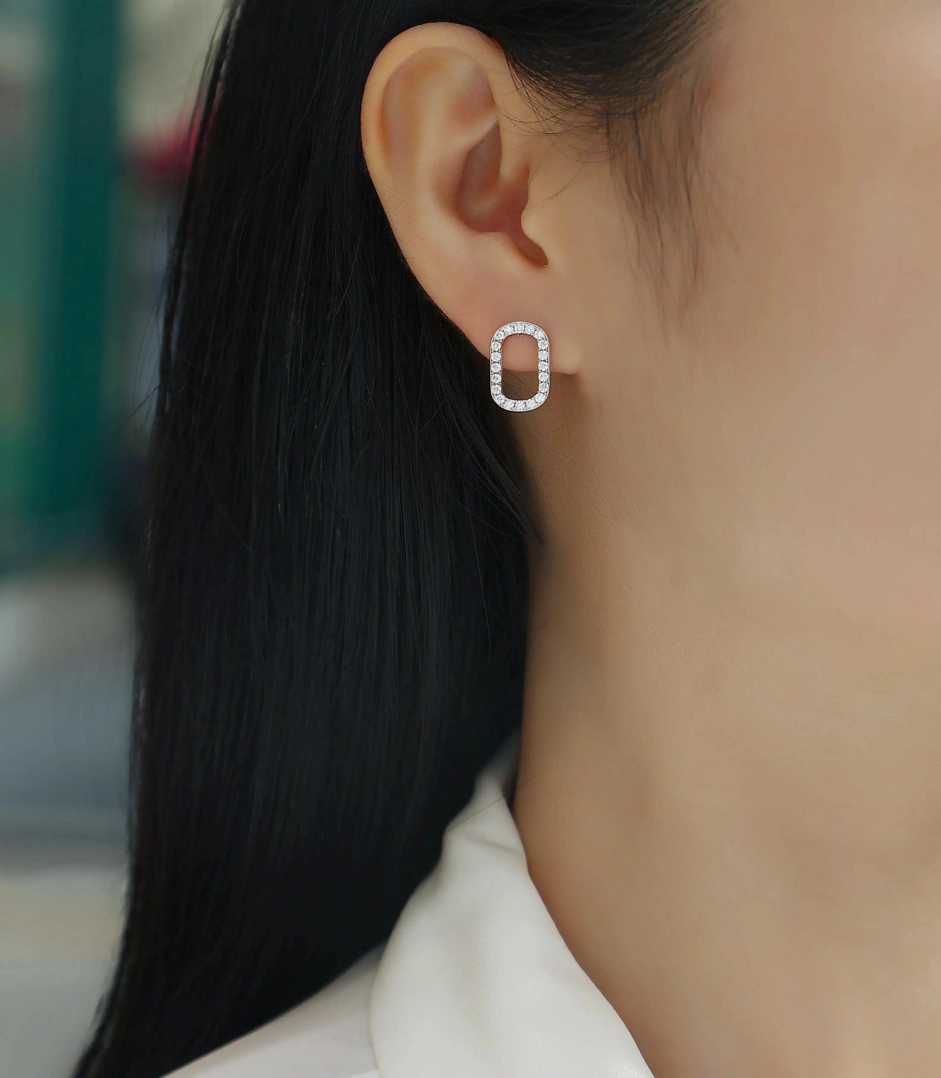 Return To Simplicity – Fashionable, Trendy and Affordable Moissanite Stud Earrings in S925 Sterling Silver, Platinum Plated - N&P Colletion