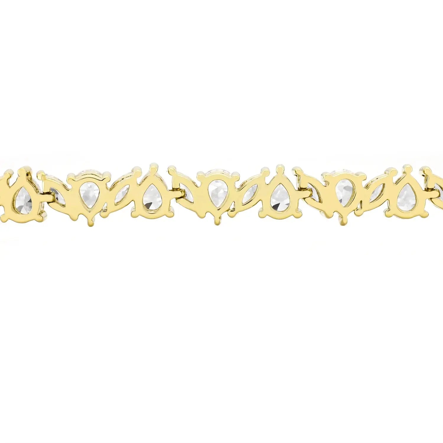 14K Gold Plated .925 Sterling Silver Simulated Marquise and Pear White Diamond Bracelet
