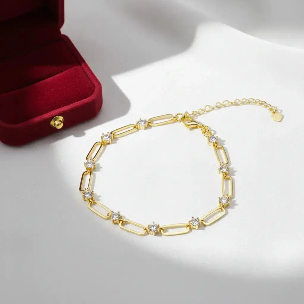 18K Gold Plated Moissanite Tennis Bracelet 925 Silver 