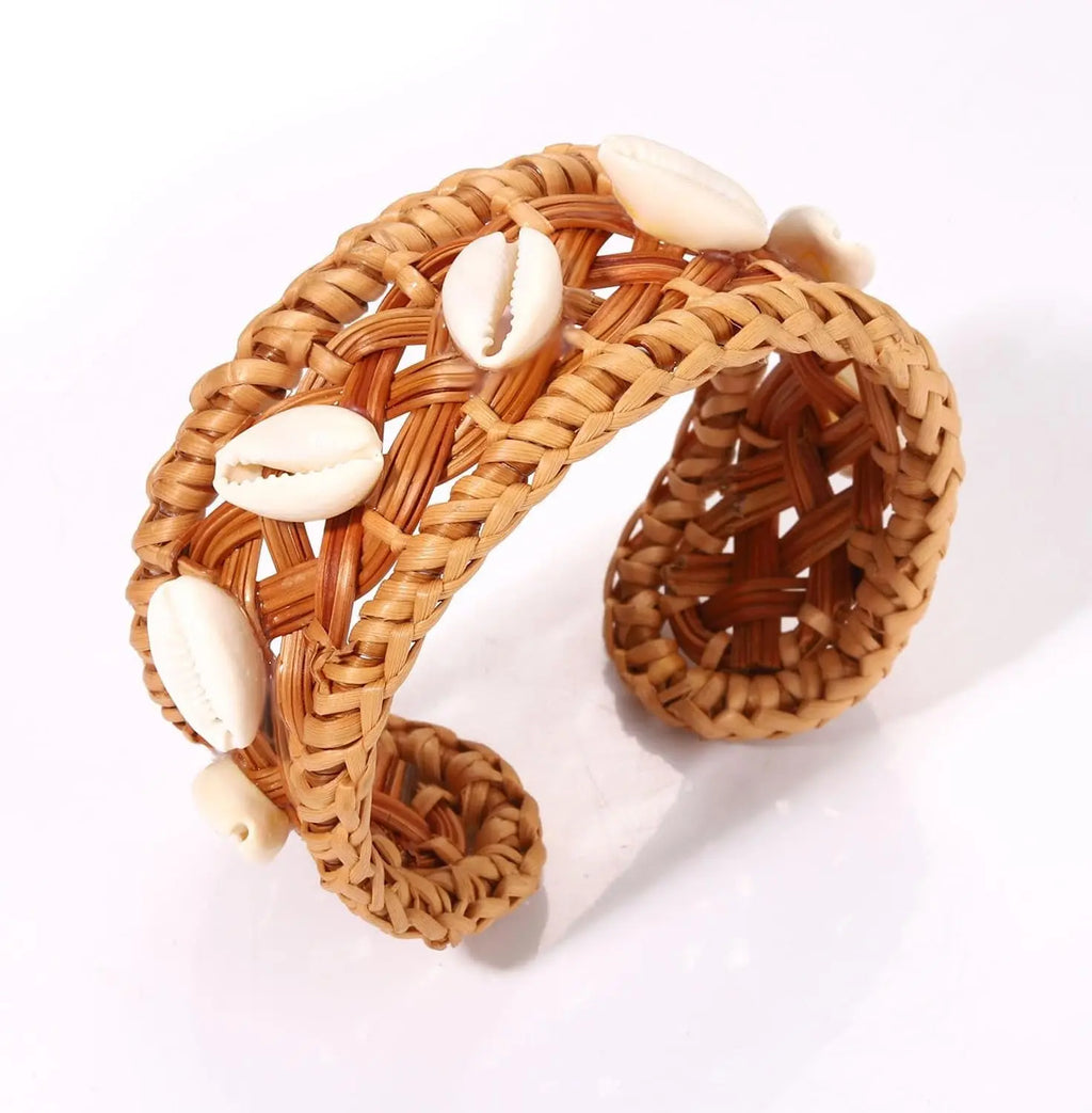 Rattan Bracelet Handmade Lightweight Straw Wicker Braid Cuff Bangle Bracelet 