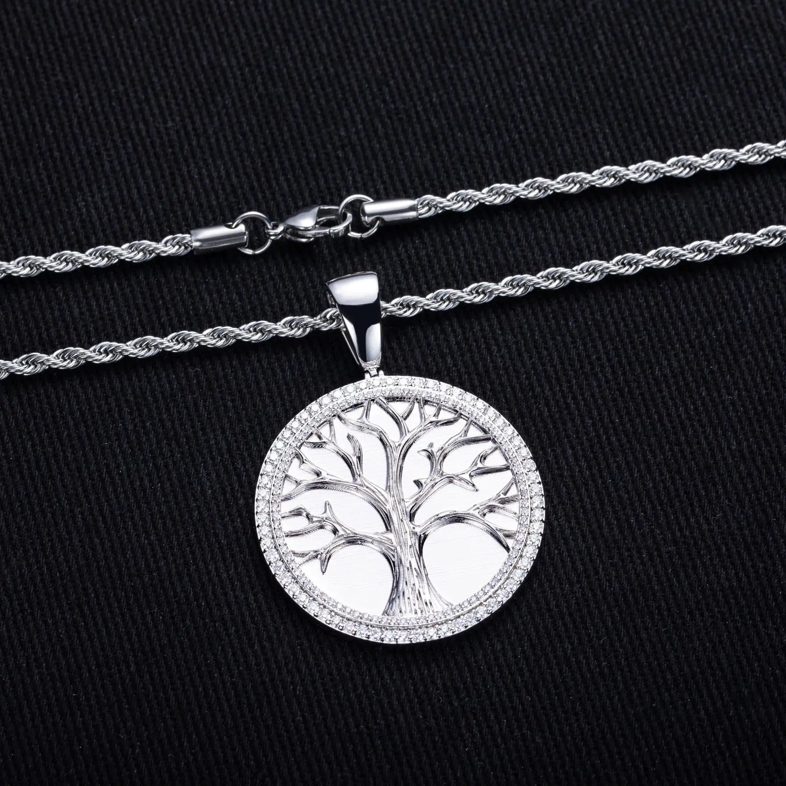Minimalist Light-Luxury Copper Pendant With Diamonds Christmas Tree Design