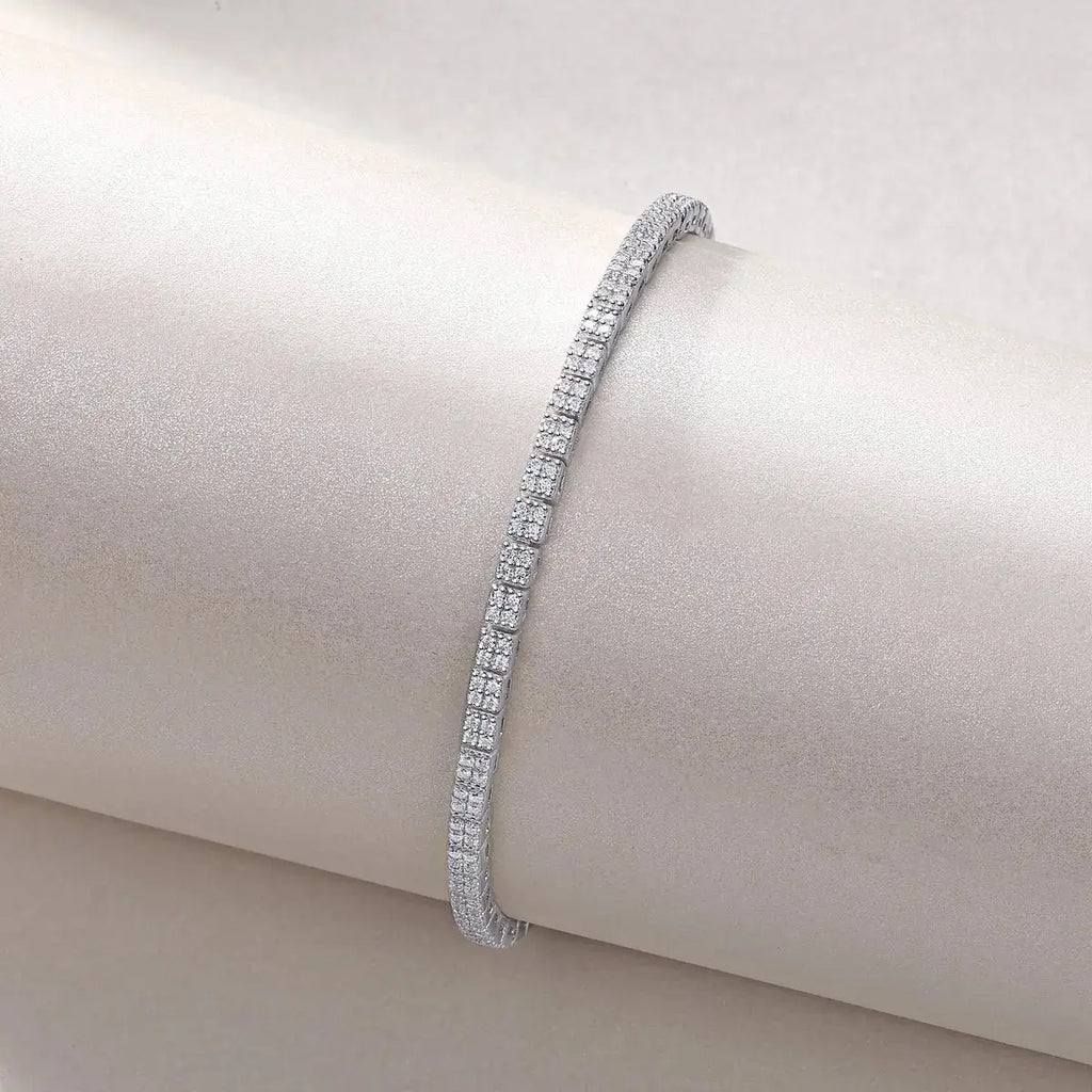 Piano Poet - A Fashionable And Light Luxury Jewelry Silver Bracelet Set With Top-quality Moissanite, S925 Silver-plated Platinum NP Collection