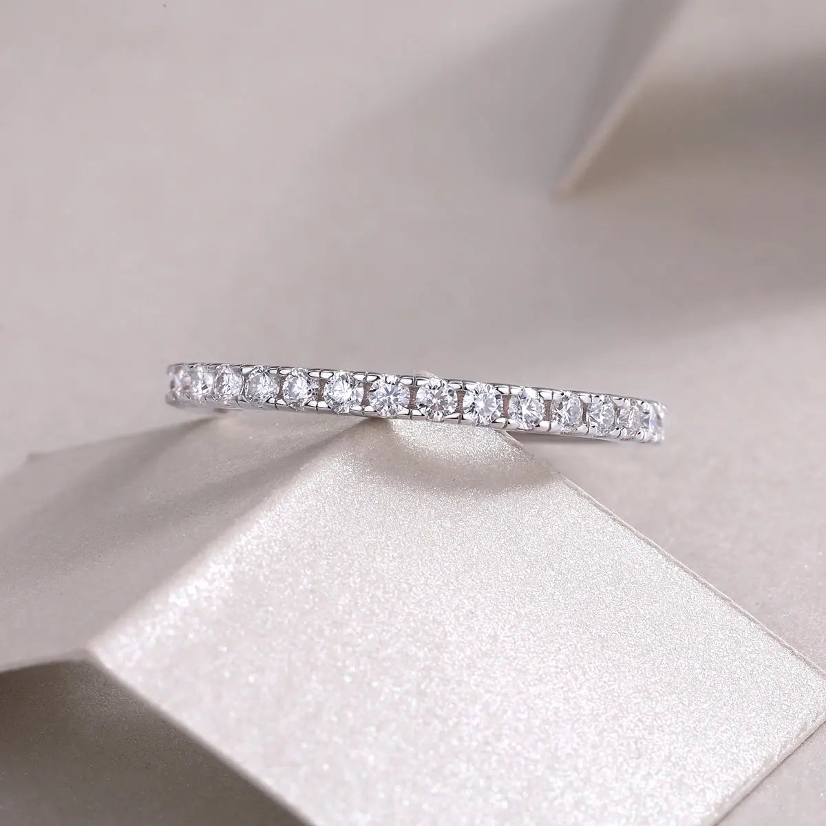 Luxury Fashion Row Diamond Ring Moissanite Silver Ring 