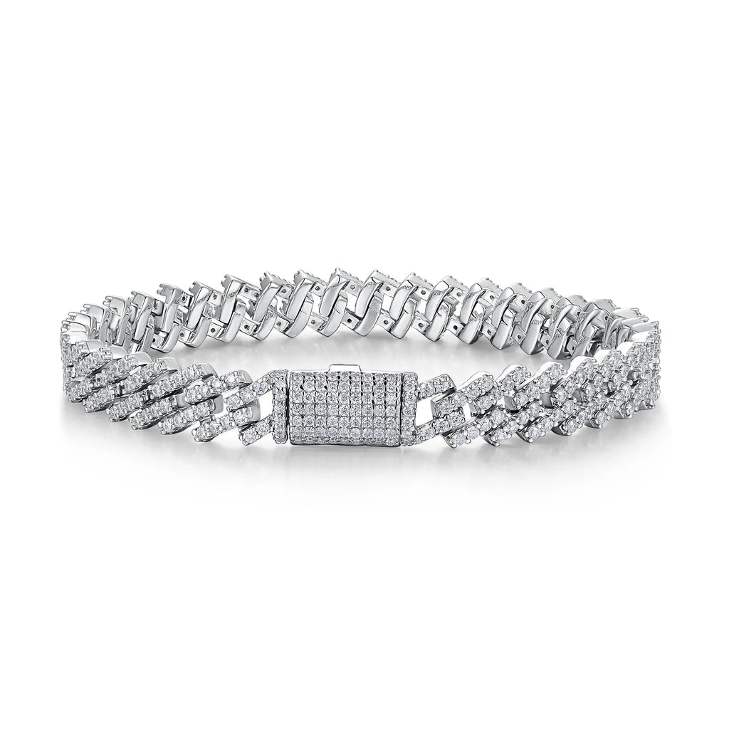 Set With Top-quality Moissanite, This Luxurious And Fashionable Light Luxury Jewelry Silver Bracelet Is Made Of S925 Silver Electroplated With Platinum NP Collection