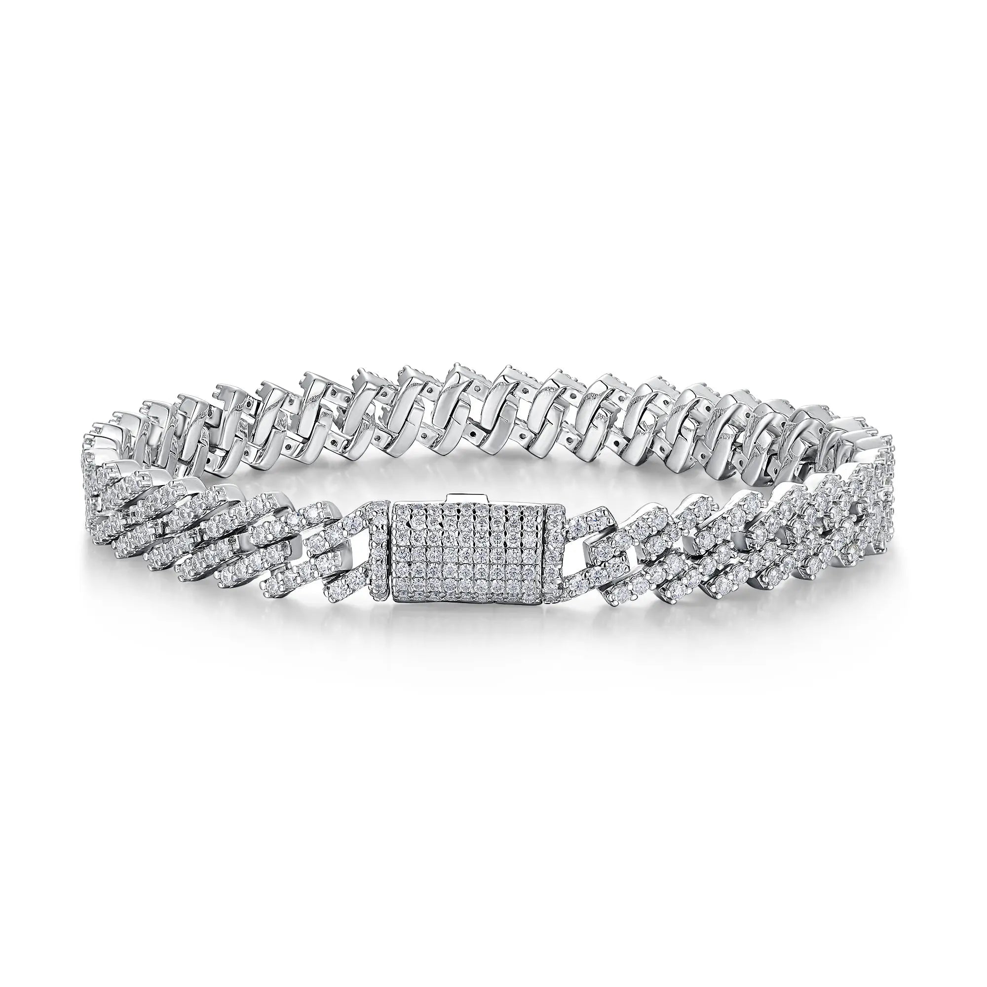 Set With Top-quality Moissanite, This Luxurious And Fashionable Light Luxury Jewelry Silver Bracelet Is Made Of S925 Silver Electroplated With Platinum NP Collection