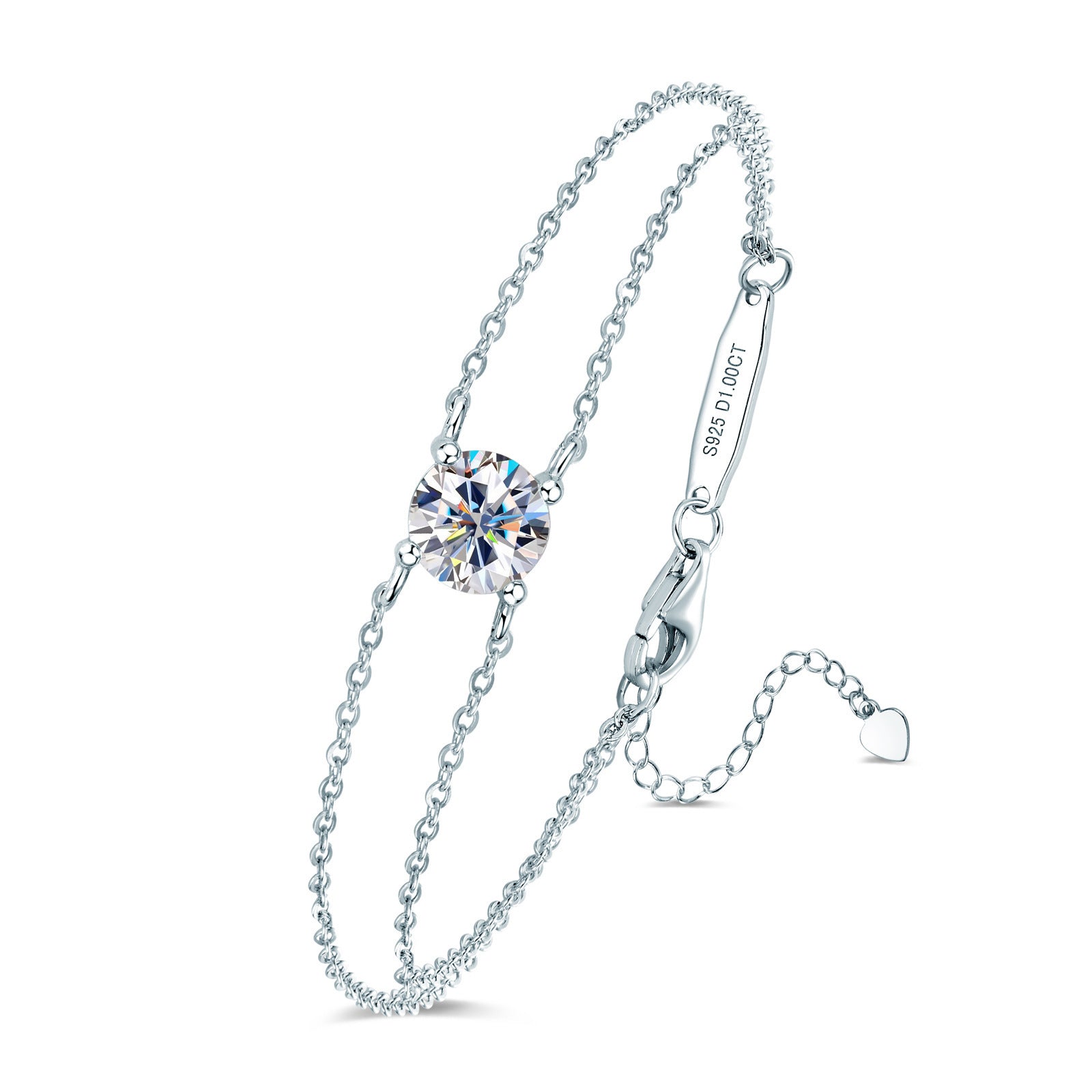 Four-claw Moissanite Bracelet All-match Silver Hand Jewelry