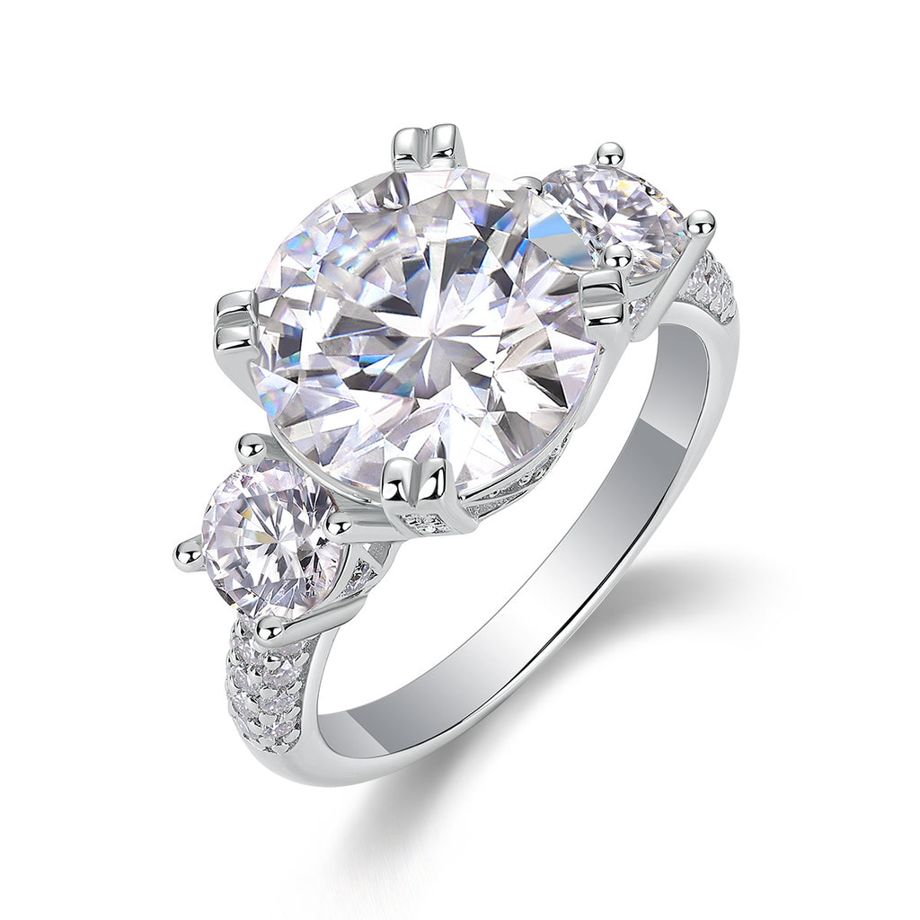 Dazzling Stars - 5-carat Moissan Diamond S925 Sterling Silver And Platinum-plated Diamond Ring