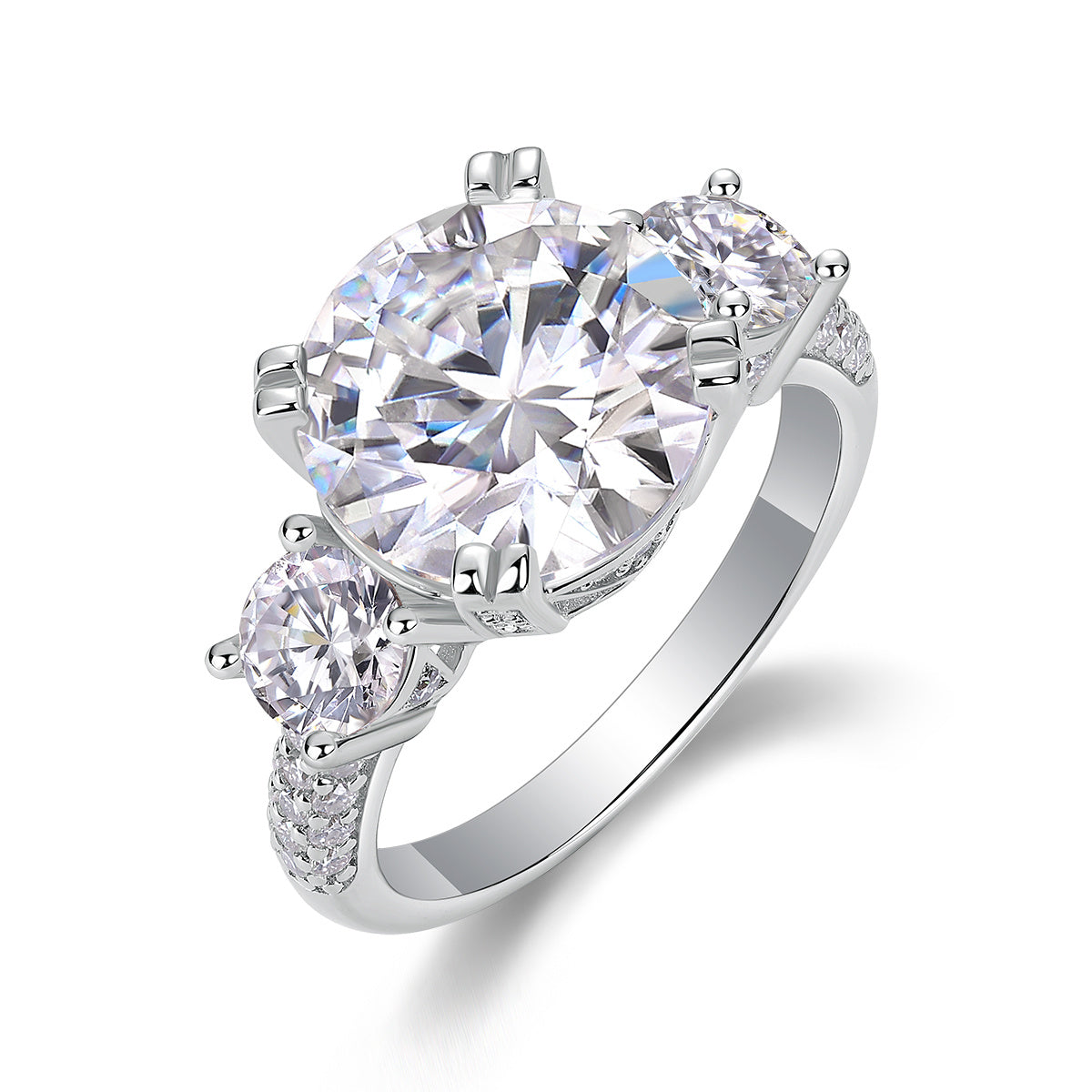 Dazzling Stars - 5-carat Moissan Diamond S925 Sterling Silver And Platinum-plated Diamond Ring