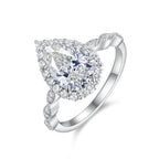 Pear-Shaped Moissanite S925 Platinum-Plated Silver Ring – Luxurious Light Luxury Jewelry NP Collection