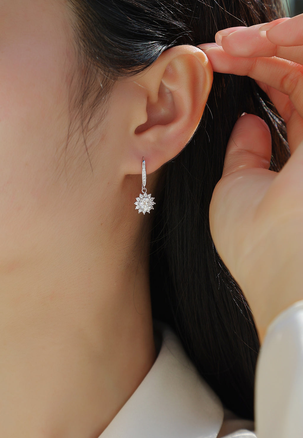 Qingcheng - Half-carat Moissan Diamond S925 Sterling Silver And Platinum-plated Stud Earrings