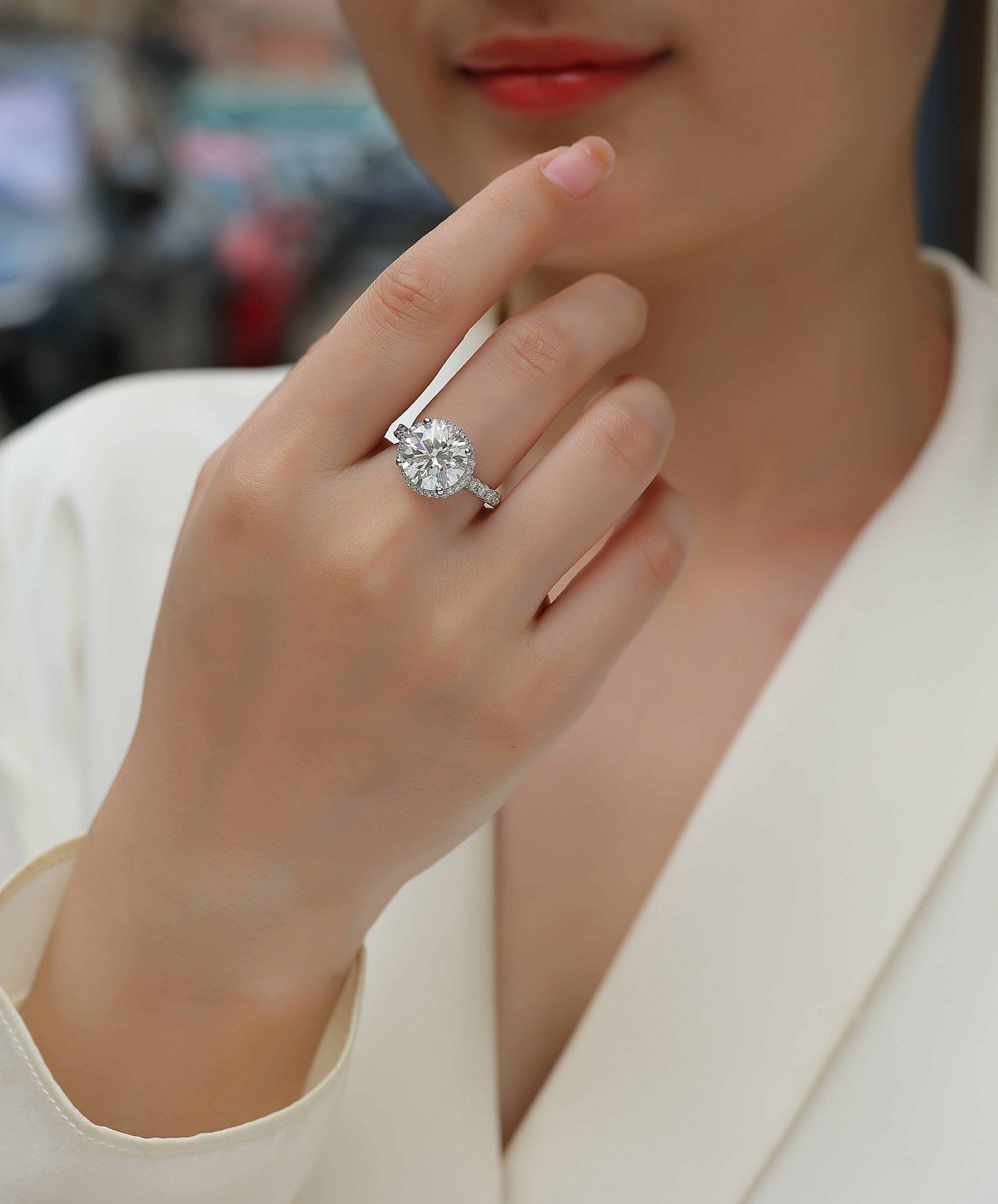 Starry Sky - 5-carat Moissan Diamond S925 Sterling Silver And Platinum-plated Diamond Ring