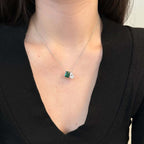 S925 Silver Double Main Stone Rectangular Water Drop Simple Necklace